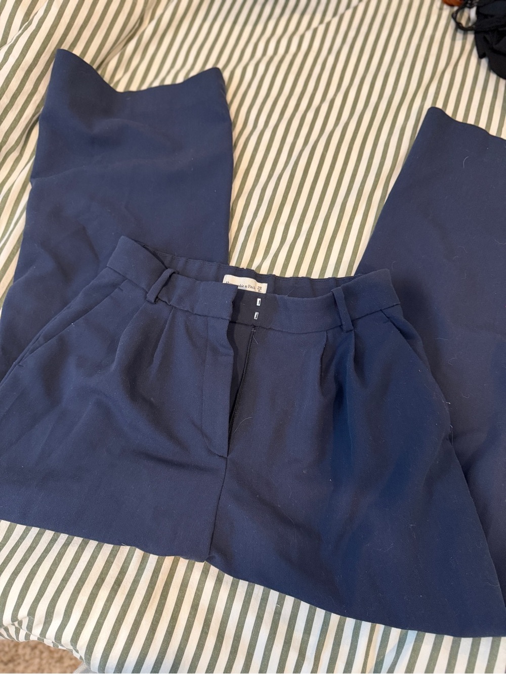 Navy Abercrombie Sloane Tailored Wide-Leg Women's Trousers